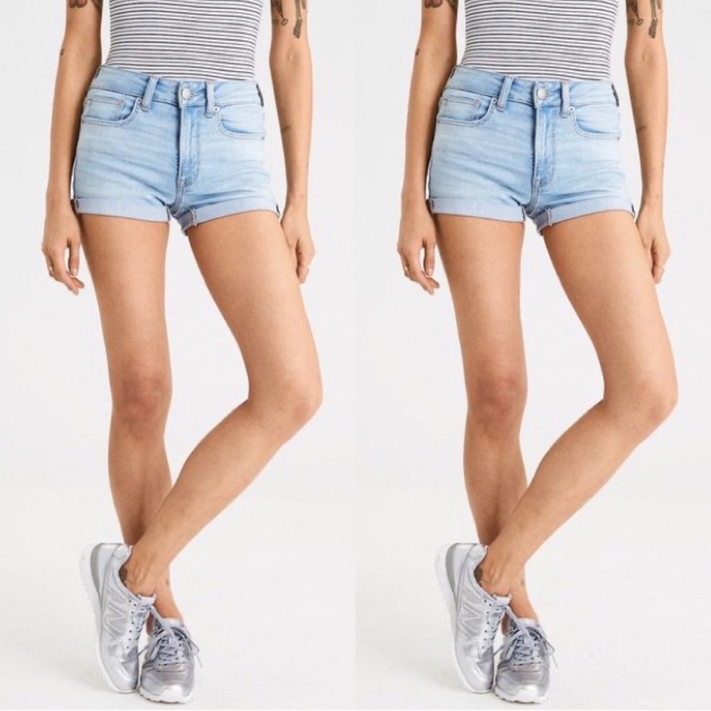 Tilt light blue jean cuffed shorts
